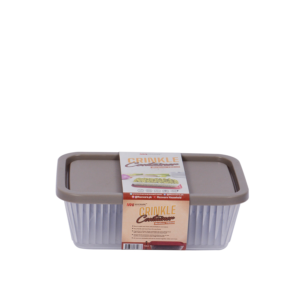 Crinkle Container Medium (750 ml) Pack of 02