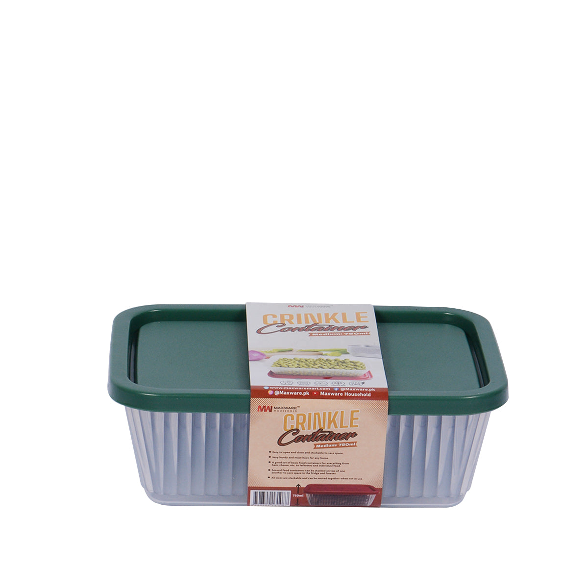 Crinkle Container Medium (750 ml) Pack of 02