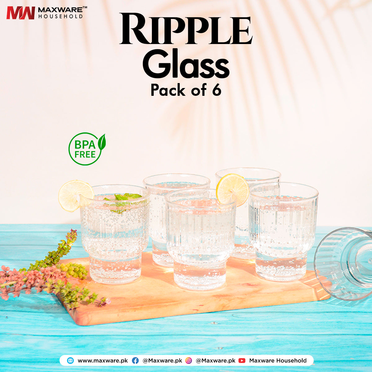 Ripple Acrylic Glass (Pack of 6)
