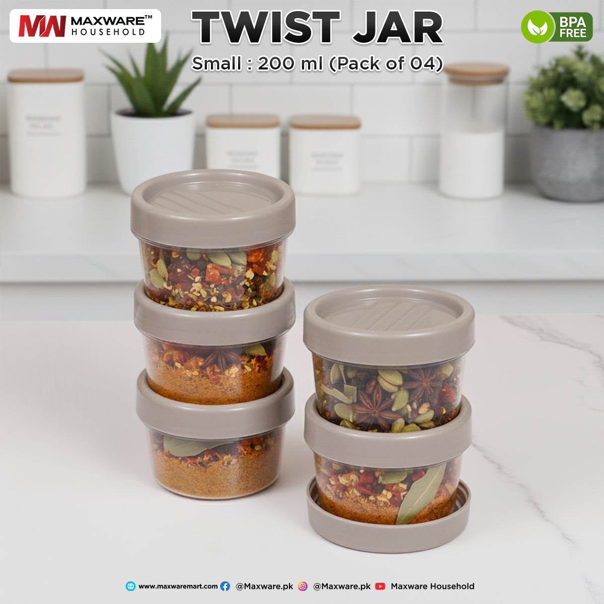 Twist Jar Small 200 ml (Pack of 04)