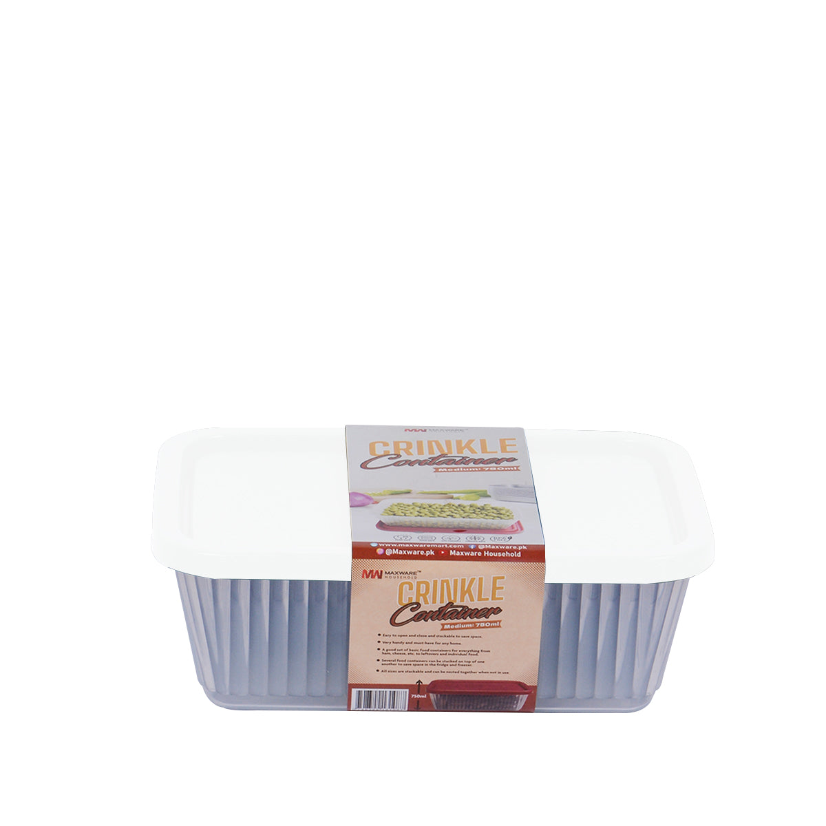 Crinkle Container Medium (750 ml) Pack of 02