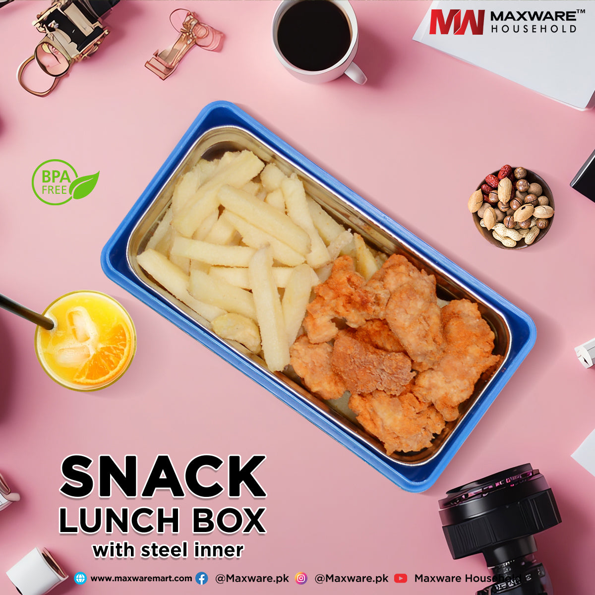 Snack Lunch Box With Steel Inner