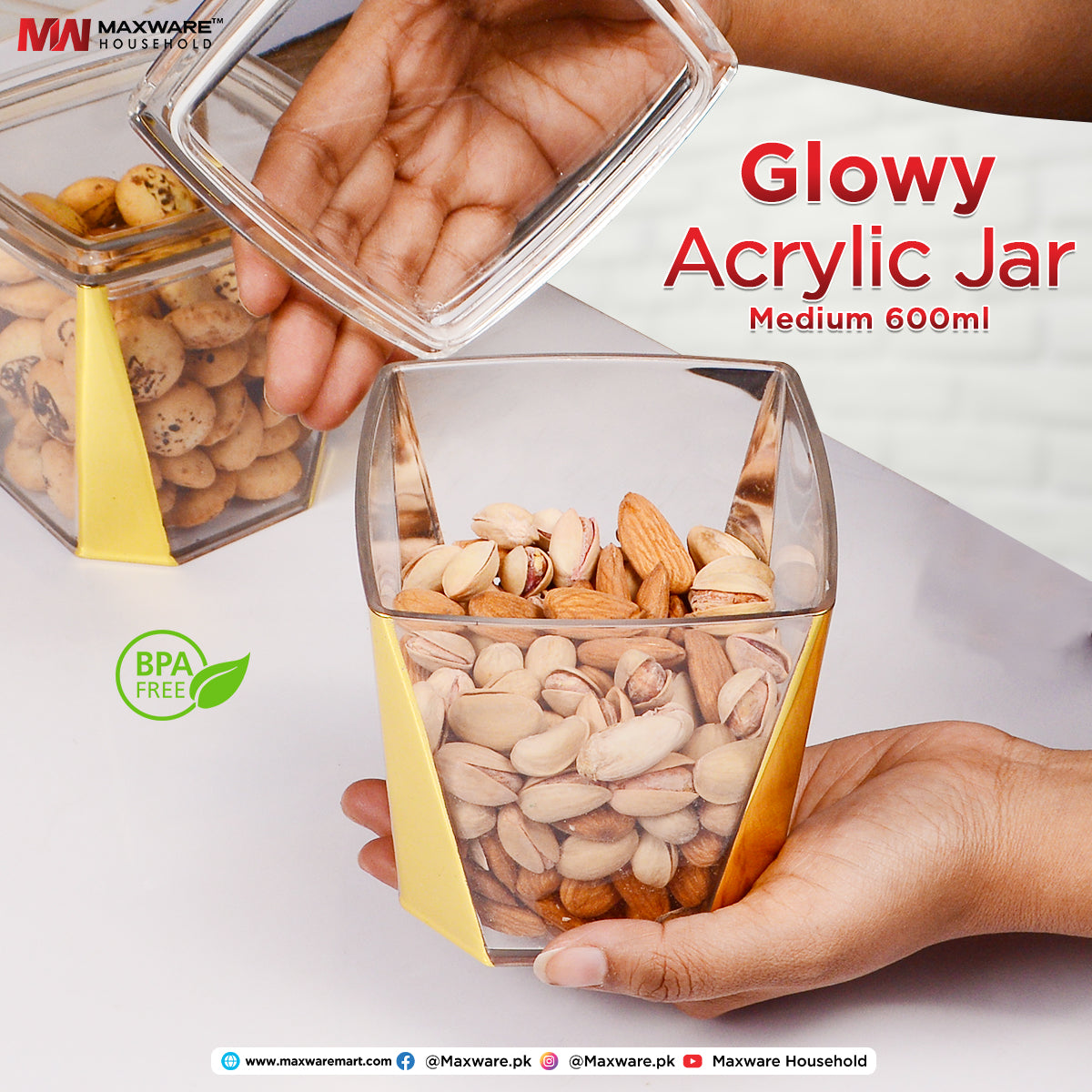 Glowy Acrylic Jar Medium 600ml