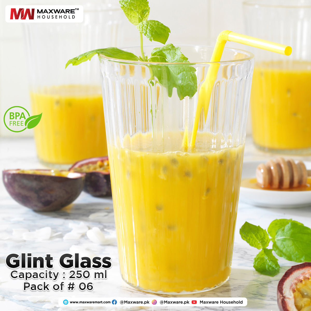 Glint Glass Pack of 06 (250 ml)