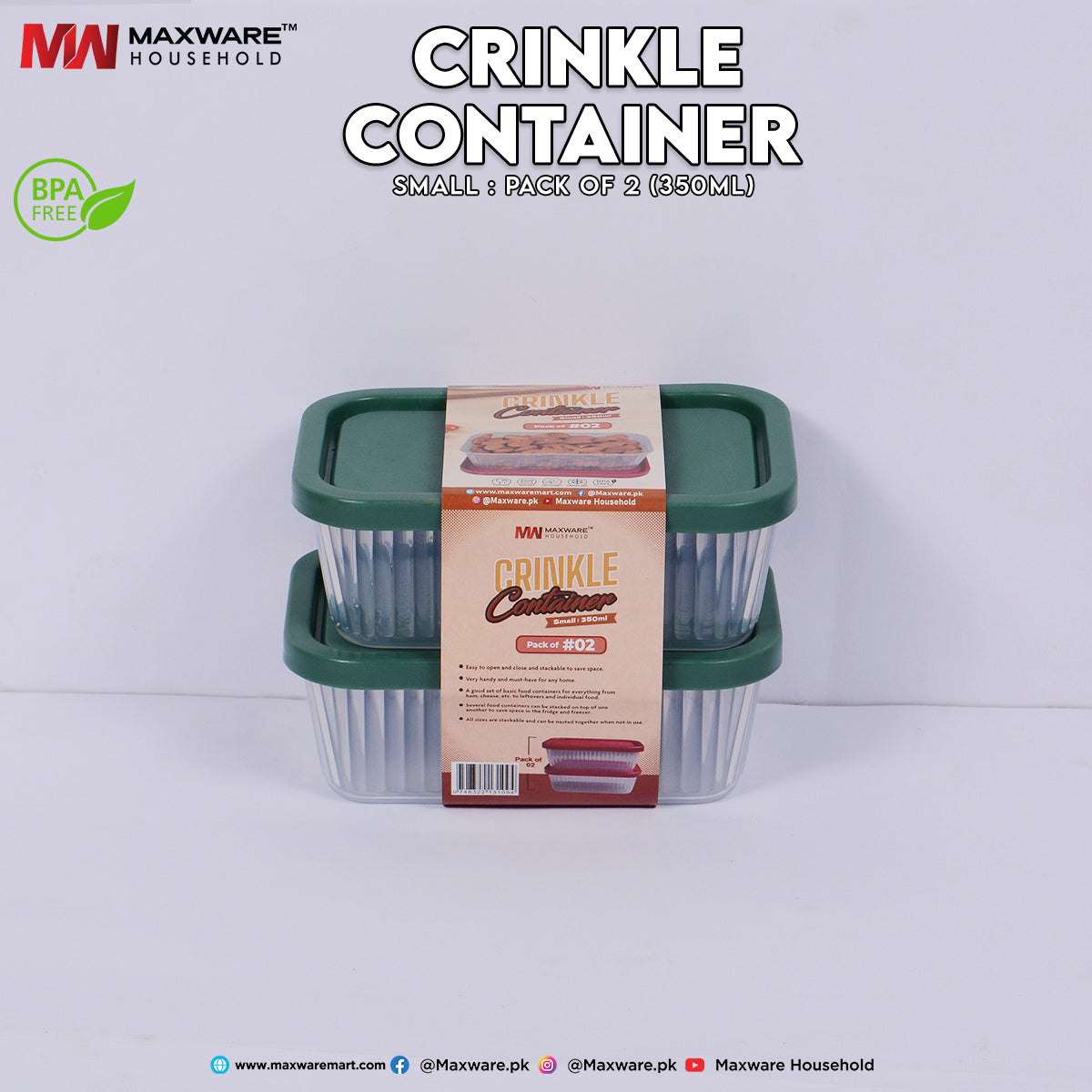 Crinkle Container Small Pack of #02 (350 ml)