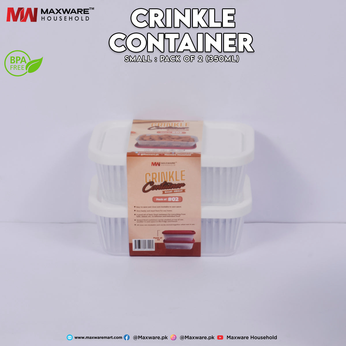 Crinkle Container Small Pack of #02 (350 ml)