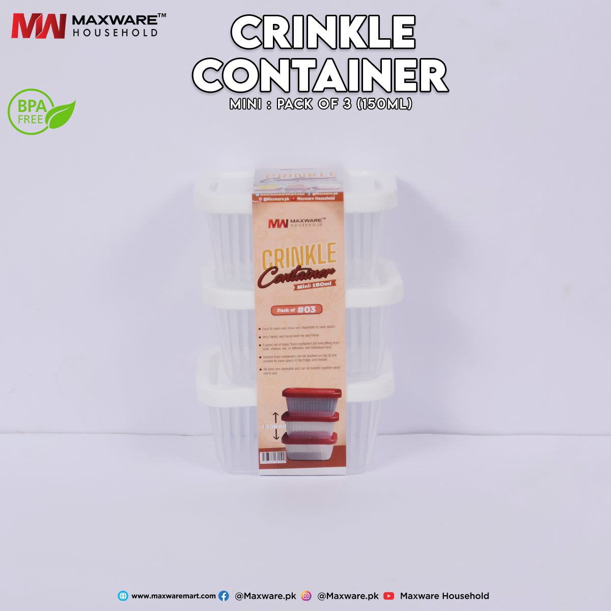 Crinkle Container Mini Pack of #03 (150ml)