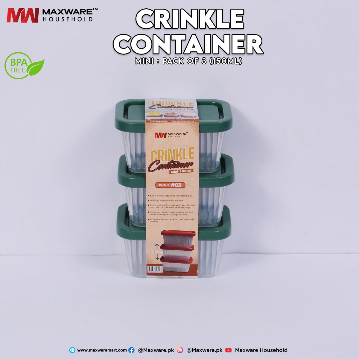 Crinkle Container Mini Pack of #03 (150ml)