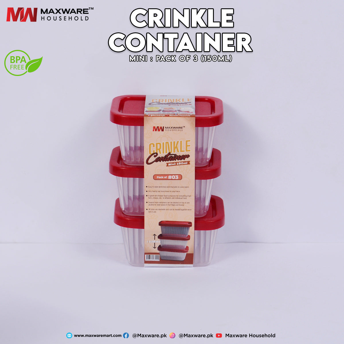 Crinkle Container Mini Pack of #03 (150ml)