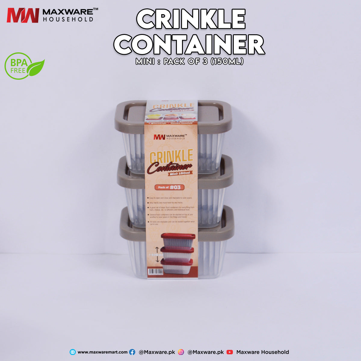 Crinkle Container Mini Pack of #03 (150ml)