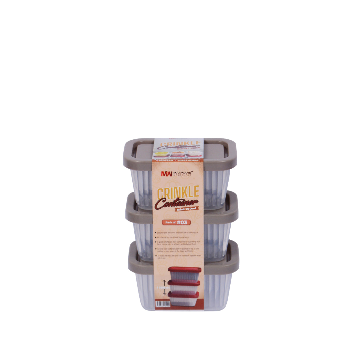 Crinkle Container Mini Pack of #03 (150ml)
