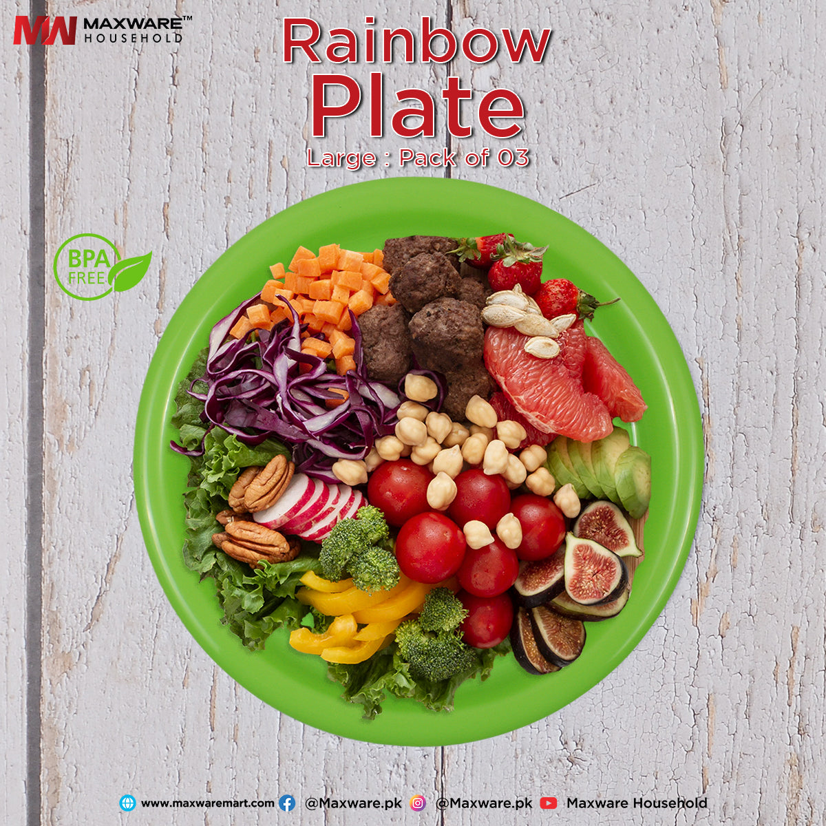 Rainbow Plate Large Pack of 3