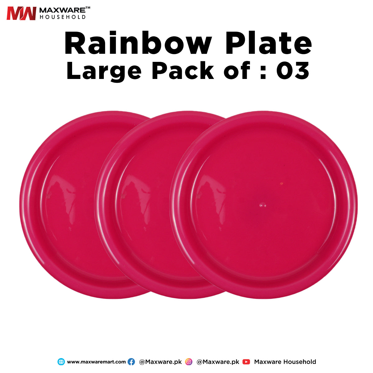 Rainbow Plate Large Pack of 3