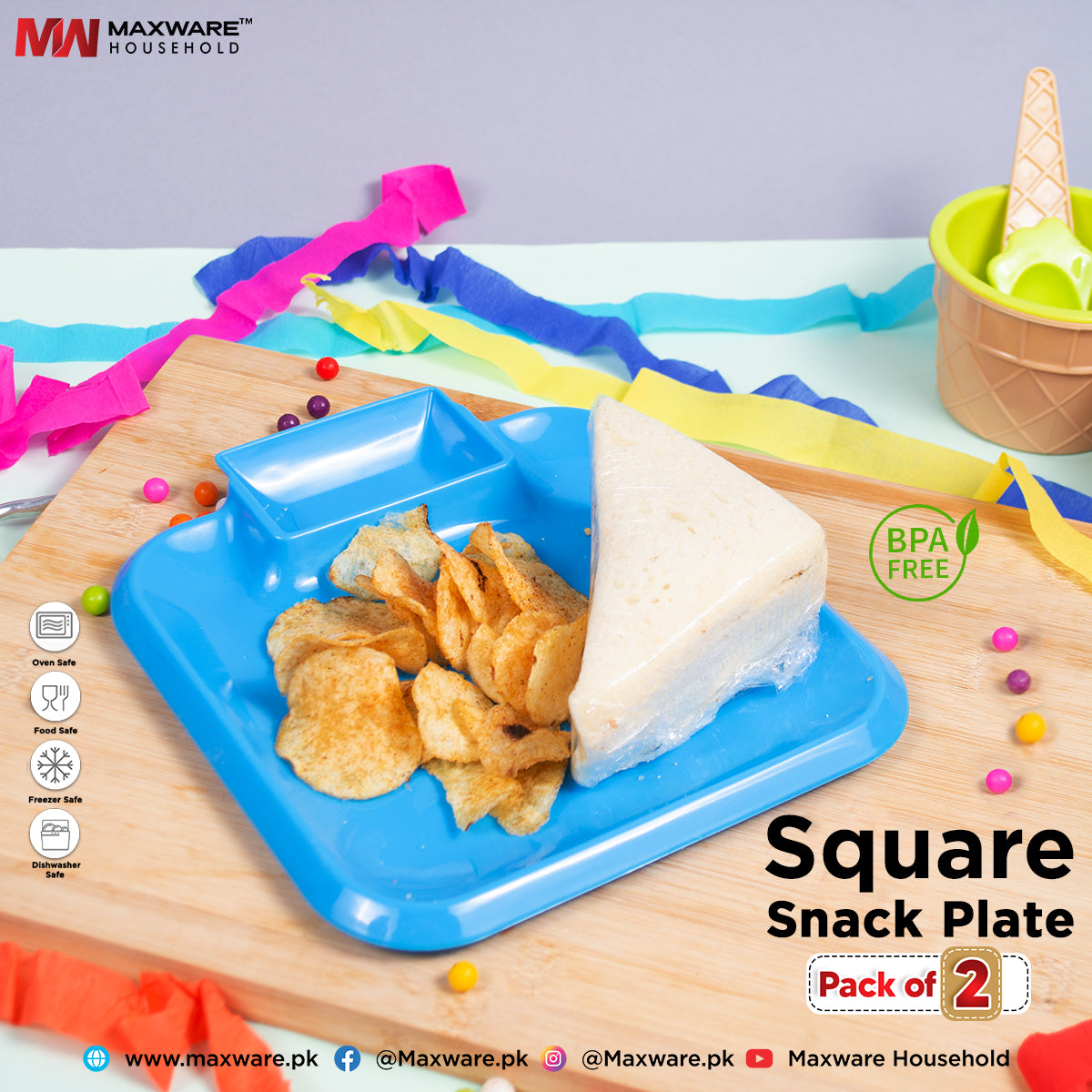 Square Snack Plate Pack of 2