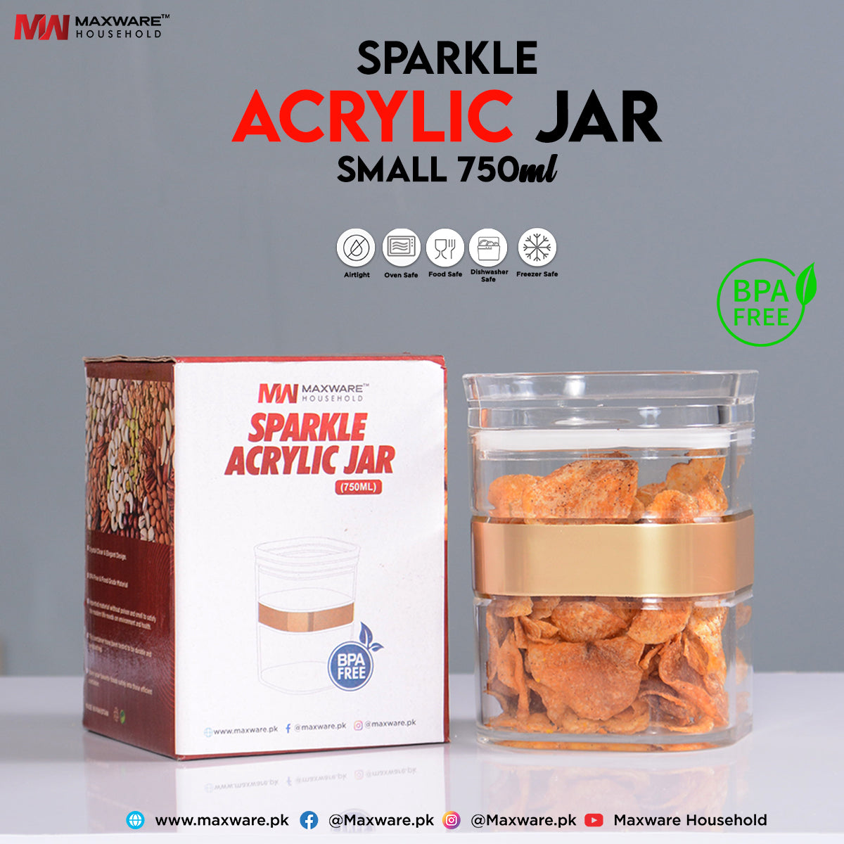 Sparkle Acrylic Jar Small (750 ml)